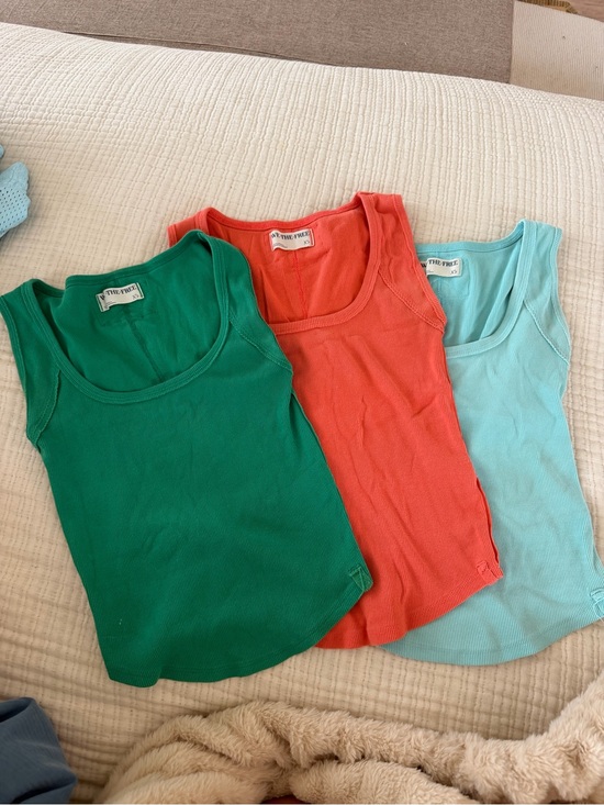 Free People Tops - Free People Tank Top Trio in Green, Coral, and Light Blue